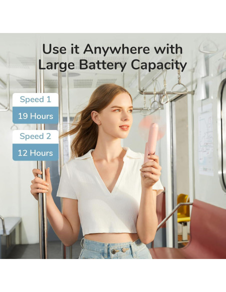 Ventilador Mini JISULIFE F8 3 en 1 Recargable USB Rosa