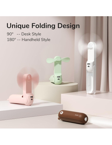 Ventilador Mini JISULIFE F8 3 en 1 Recargable USB Rosa