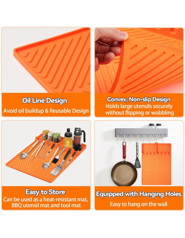 Alfombrilla de Silicona para Parrilla Bakbarbe 40.6x29.2cm Naranja