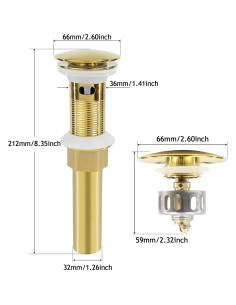 Desagüe de lavabo de baño Rackickyer 2 Paquetes Dorado con Filtro 2