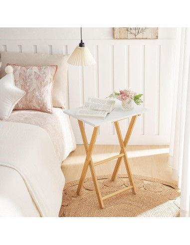 Mesa de Bandeja de TV Plegable HOOBRO - Bambú Natural 65 cm