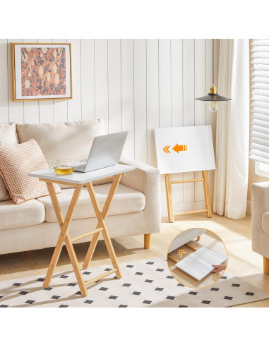 Mesa de Bandeja de TV Plegable HOOBRO - Bambú Natural 65 cm