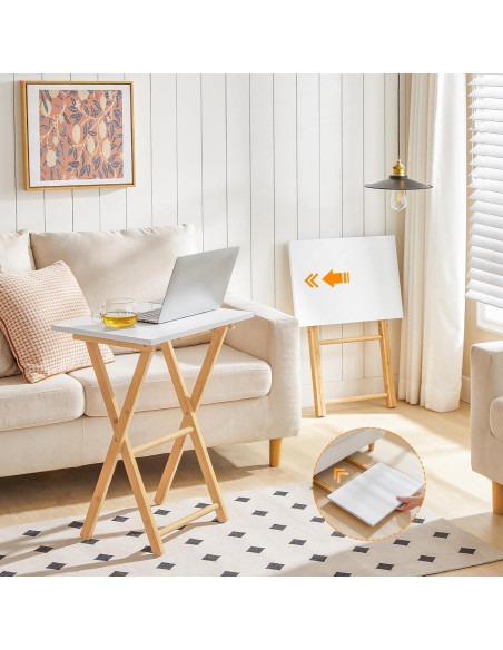 Mesa de Bandeja de TV Plegable HOOBRO - Bambú Natural 65 cm