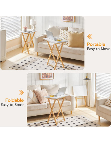 Mesa de Bandeja de TV Plegable HOOBRO - Bambú Natural 65 cm