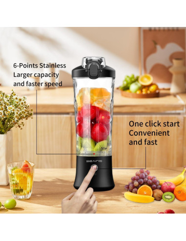 Licuadora Portátil SEAINS 600ml Recargable USB 6 Cuchillas