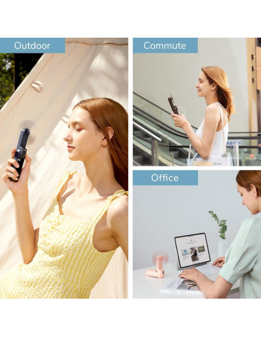 Ventilador Mini JISULIFE F8 3 en 1 Recargable USB Rosa