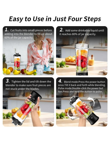 Licuadora Portátil SEAINS 600ml Recargable USB 6 Cuchillas