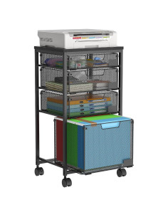 Carro de Archivos Rodante Sbanmao con 4 Cajones Negro