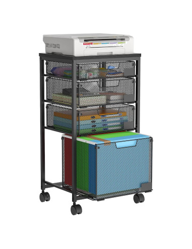 Carro de Archivos Rodante Sbanmao con 4 Cajones Negro