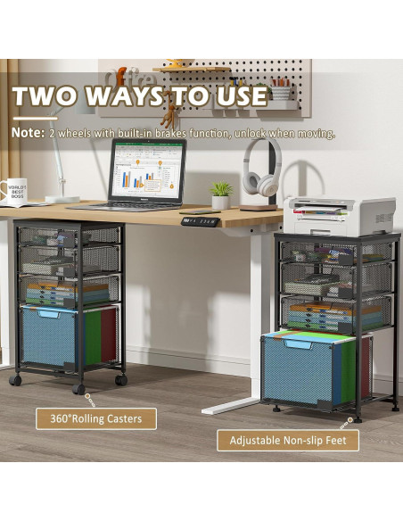 Carro de Archivos Rodante Sbanmao con 4 Cajones Negro