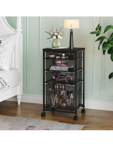 Carro de Archivos Rodante Sbanmao con 4 Cajones Negro