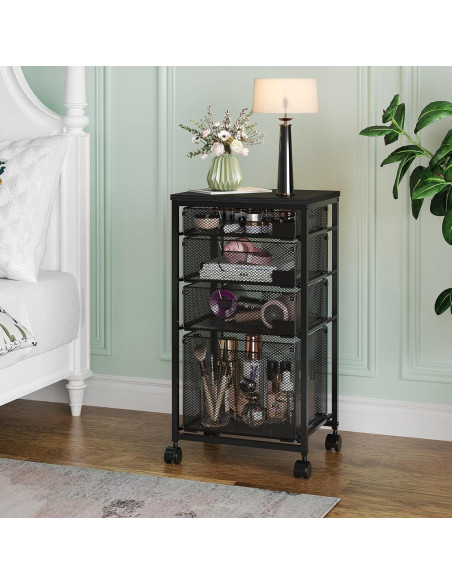 Carro de Archivos Rodante Sbanmao con 4 Cajones Negro