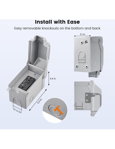 Caja de Salida Exterior SURAIELEC GFCI 20 AMP Impermeable