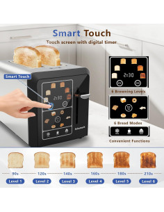 Tostadora Digital SAKAMOSH 2 Rebanadas Acero Inoxidable 800W 2