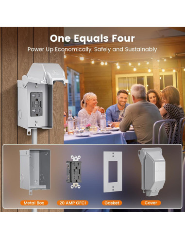 Caja de Salida Exterior SURAIELEC GFCI 20 AMP Impermeable