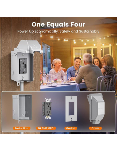 Caja de Salida Exterior SURAIELEC GFCI 20 AMP Impermeable