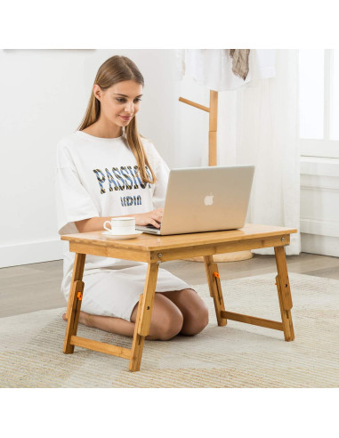 Mesa bandeja para laptop Nnewvante 65x45cm ajustable bambú
