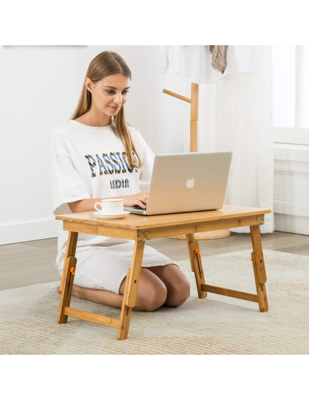 Mesa bandeja para laptop Nnewvante 65x45cm ajustable bambú
