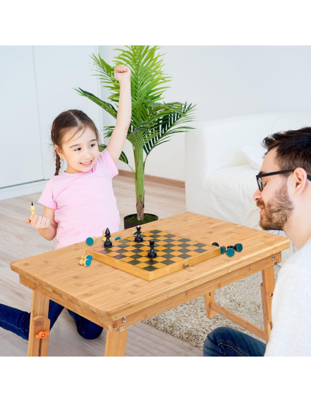 Mesa bandeja para laptop Nnewvante 65x45cm ajustable bambú