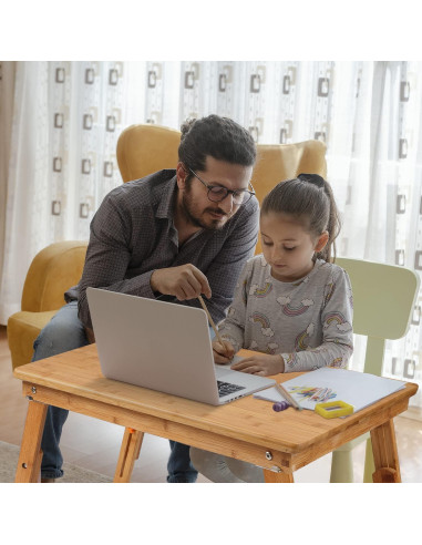 Mesa bandeja para laptop Nnewvante 65x45cm ajustable bambú