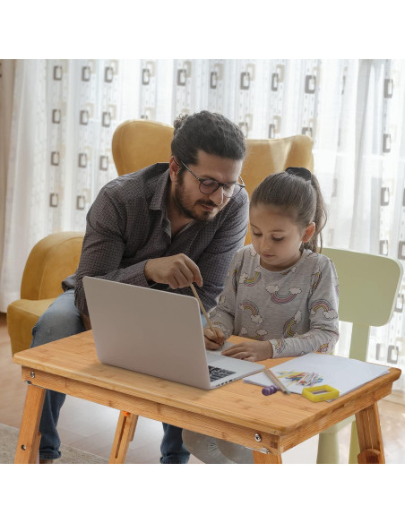 Mesa bandeja para laptop Nnewvante 65x45cm ajustable bambú