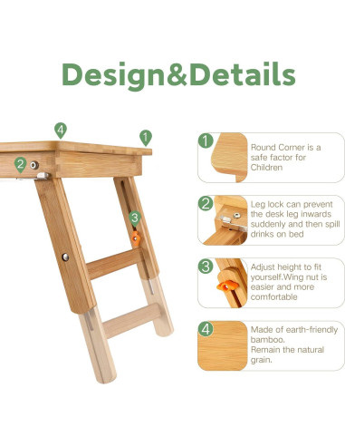 Mesa bandeja para laptop Nnewvante 65x45cm ajustable bambú
