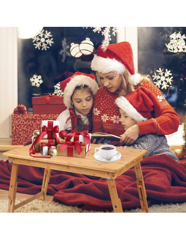 Mesa bandeja para laptop Nnewvante 65x45cm ajustable bambú