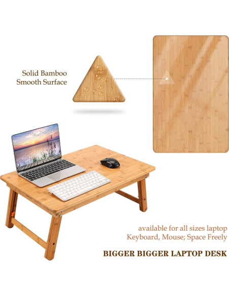 Mesa bandeja para laptop Nnewvante 65x45cm ajustable bambú