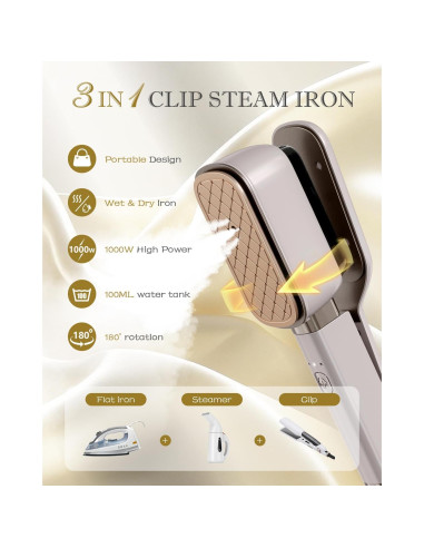 Plancha de Vapor Portátil Banbanda 1000W 3 en 1 100ml