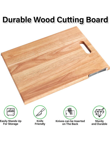 Tabla de Cortar de Madera de Caucho TJ POP 40x30cm Multifuncional