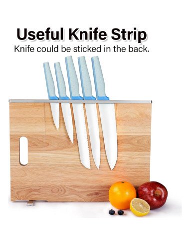 Tabla de Cortar de Madera de Caucho TJ POP 40x30cm Multifuncional