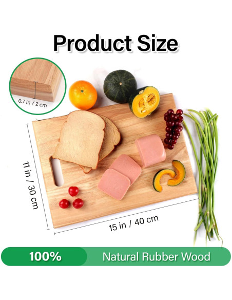 Tabla de Cortar de Madera de Caucho TJ POP 40x30cm Multifuncional