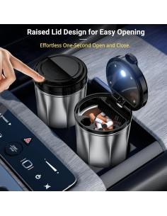 Cenicero de coche Tmengdao con tapa y luz LED, diseño moderno 2