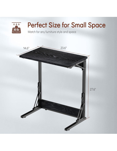 Mesa C Plegable Tatub 60x37 cm Negra para Sofá y TV