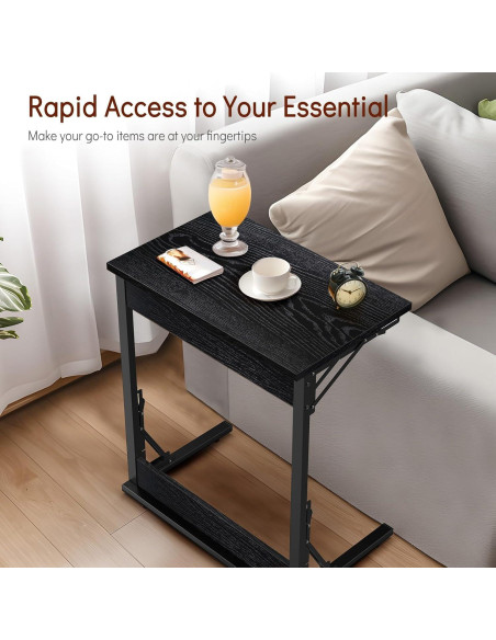 Mesa C Plegable Tatub 60x37 cm Negra para Sofá y TV
