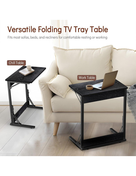 Mesa C Plegable Tatub 60x37 cm Negra para Sofá y TV