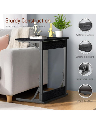 Mesa C Plegable Tatub 60x37 cm Negra para Sofá y TV