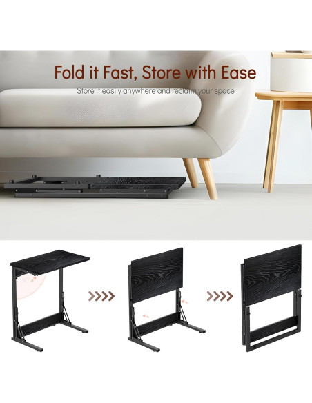 Mesa C Plegable Tatub 60x37 cm Negra para Sofá y TV