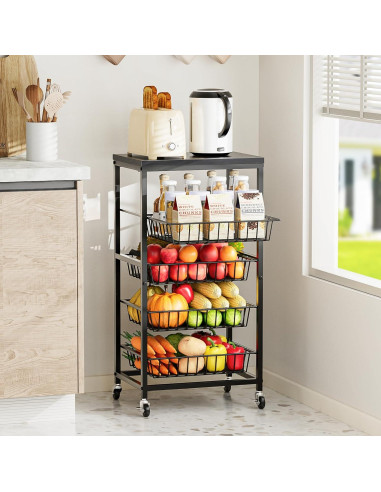 Carrito de Cocina Venkuber 5 Niveles con Ruedas y Almacenamiento