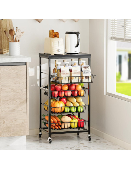 Carrito de Cocina Venkuber 5 Niveles con Ruedas y Almacenamiento