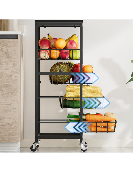 Carrito de Cocina Venkuber 5 Niveles con Ruedas y Almacenamiento