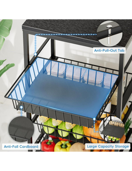 Carrito de Cocina Venkuber 5 Niveles con Ruedas y Almacenamiento