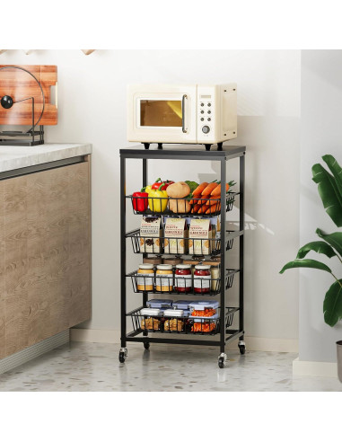 Carrito de Cocina Venkuber 5 Niveles con Ruedas y Almacenamiento
