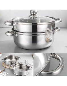 Olla de vapor 22.2 cm Lcilent acero inoxidable 18/8 2