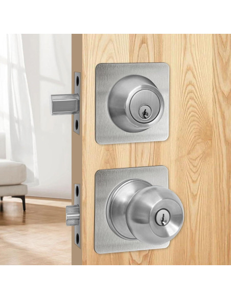 Placas de refuerzo para pomo de puerta MOSECYOU níquel satinado