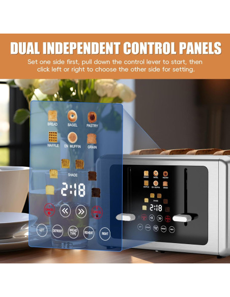 Tostadora Whall 4 Rebanadas Acero Inoxidable Pantalla Táctil