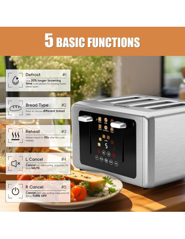 Tostadora Whall 4 Rebanadas Acero Inoxidable Pantalla Táctil