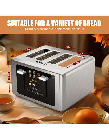 Tostadora Whall 4 Rebanadas Acero Inoxidable Pantalla Táctil