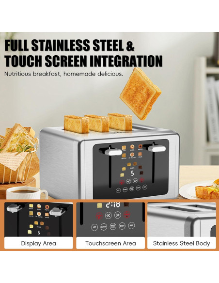 Tostadora Whall 4 Rebanadas Acero Inoxidable Pantalla Táctil