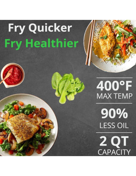 Freidora de Aire NutriChef 2 Cuartos 1000W Antiadherente Negra